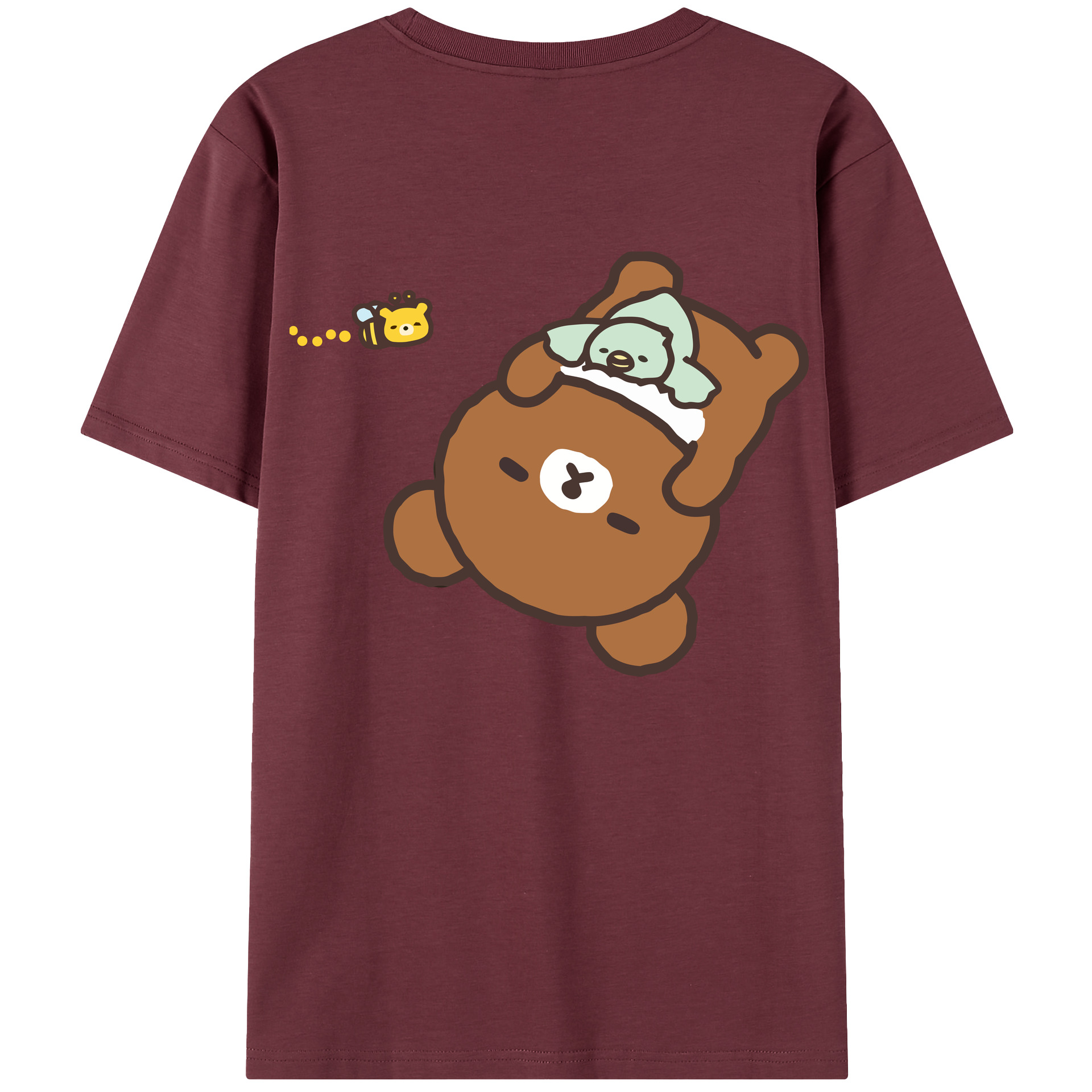 （画像用） リラックマ リラックマ キイロイトリ Rilakkuma Korilakkuma Kiiroitori 綿100％半袖Tシャツ（背面プリント）